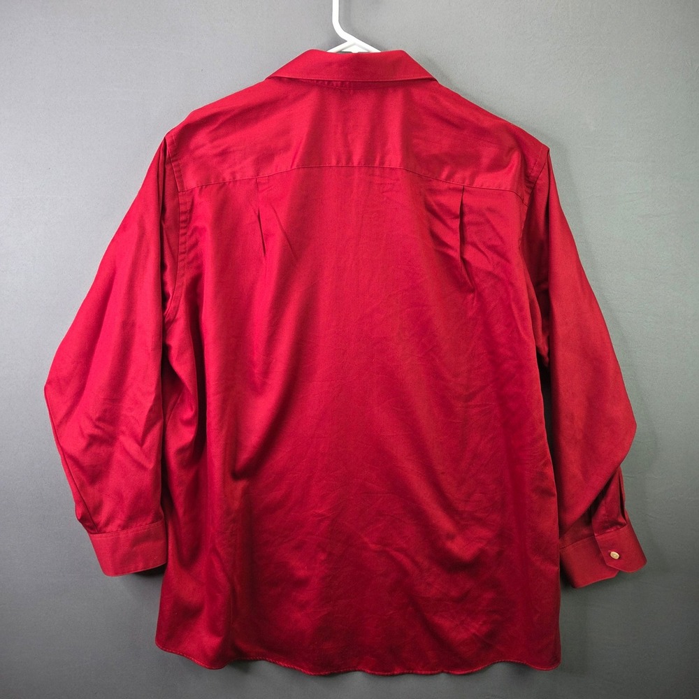 Geoffrey Beene Button Down Mens 17.5 32/33 Red Regular Fit Wrinkle Free Shirt - Picture 7 of 7